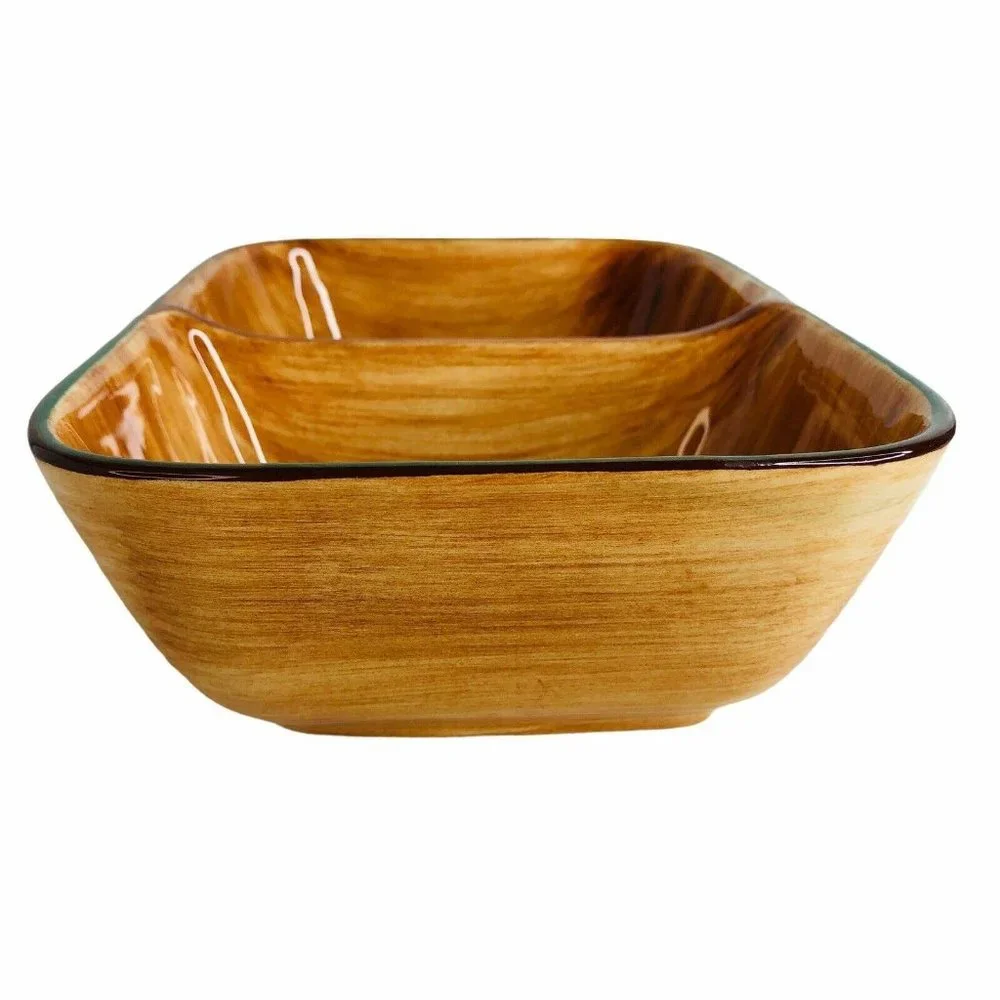 Pennsbury Pottery Red Rooster Divided Vegetable Dish‎ Serving Bowl Art Pottery